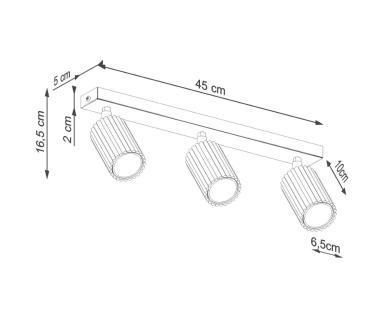 SL SL.1581 LED MENNYEZETI SPOT LÁMPATEST 3XGU10 MAX.3X10W 450X65X165MM IP20 FEKETE