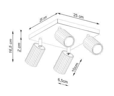 SL SL.1564 LED MENNYEZETI SPOT LÁMPATEST 4XGU10 MAX.4X10W 250X250X165MM IP20 ARANY