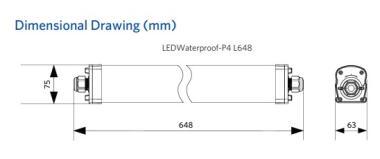 OP 711000007600 LED LÁMPATEST 24W 3600LM 4000K IP66 IK08 HACCP 5 ÉV