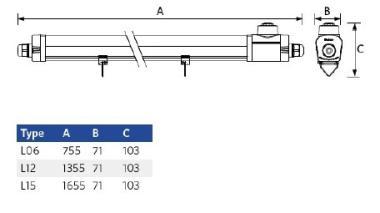 OP 531000044000 LED LÁMPATEST 22-34W 3740-5780LM 4000K 110°x135° IK08 IP66 1355MM HACCP+PIR SZENZOR
