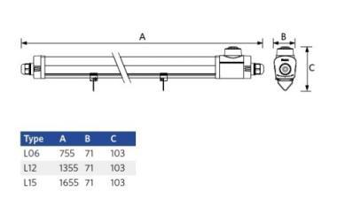 OP 531000044200 LED LÁMPATEST 42-48W 7140-8160LM 4000K 110°x135° IK08 IP66 1655MM HACCP+PIR SZENZOR