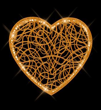 BL ITGL117W LOVE3 LED MOTÍVUM 3D 230V FÜGGESZTÉK SZÍV 8W ARANY+MELEGFEHÉR 0,6Mx0,5Mx0,6M IP66/IP6