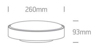 OL 67280E/B KEREK FALI LÁMPA E27 MAX. 12W ABS+PC Ø260x93MM IP65 IK08 FEKETE 2 ÉV