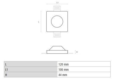 DURA DG001 GIPSZ MENNYEZETI SÜLLYESZTETT LÁMPA GU10 MAX. 35W FÉNYFORRÁSHOZ 120x100x44MM FESTHETŐ