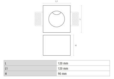 DURA DG005 GIPSZ LÉPCSŐVILÁGÍTÓ SÜLLYESZTETT LÁMPA GU10 MAX. 35W FÉNYFORRÁSHOZ 120x120x90MM FESTHETŐ