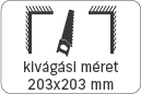 kivágási méret: 203x203 mm